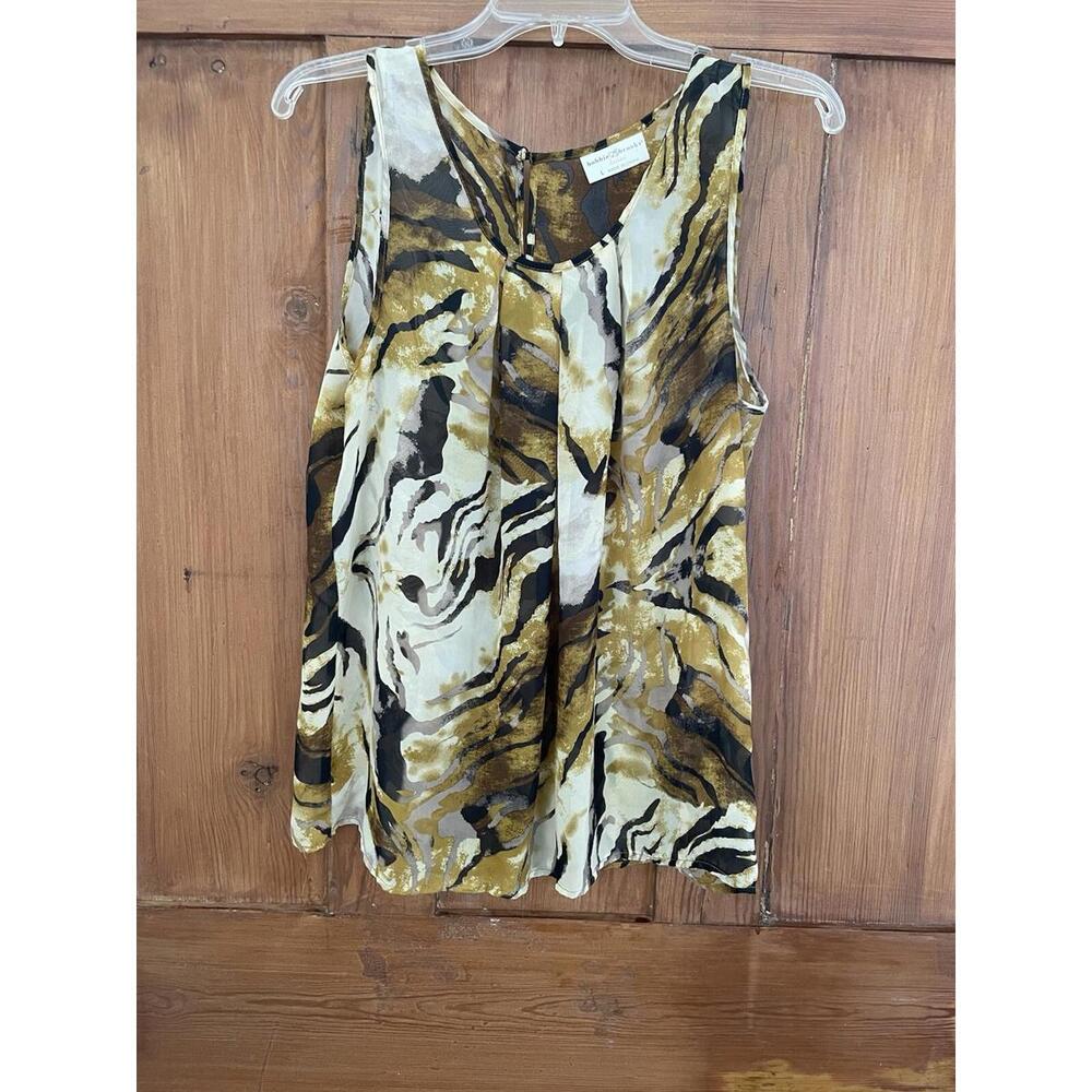 Women’s Bobbie Brooks Animal Print Black Gold Ivory Sheer Top Size L